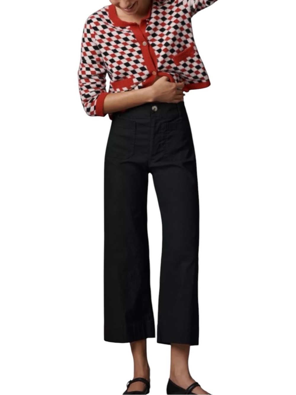 Maeve Colette Cropped Pants in Magic Fabric Linen Blend Black Size 28 Tall New